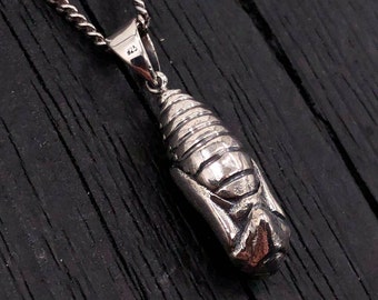 Butterfly Cocoon Necklace Butterfly Chrysalis Solid Sterling Silver Pupa Insect Pendant Bug Jewelry Metaphor Pendant