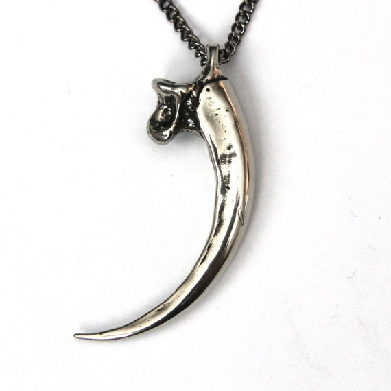 Eagle Talon Claw Pendant Necklace Solid Silver Plated White - Eagle Talon Pendant Necklace