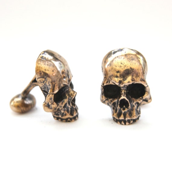 Gothique Skull Onyx Art Boutons de manchette pr/ésent/é dans une bo/îte /à boutons de manchette