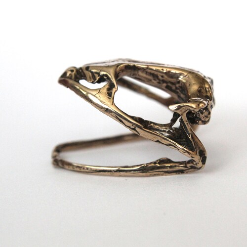 Frog Skull Ring - Solid Hand Cast Jewelers Bronze - Polished Oxidized Finish - Sized 5 to 12 Available - Unique Jewelry Gift