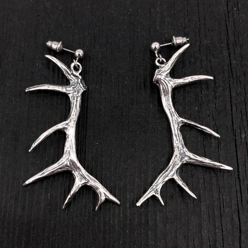 Elk Antler Earrings Silver Elk Antler Earrings Imperial Elk Etsy Canada