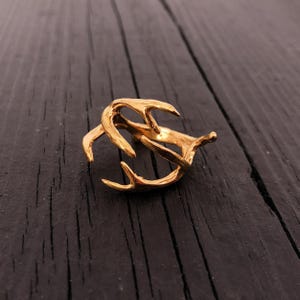 Ring mit Hirschgeweih-Motiv – Vergoldete Bronze – Größen 3,5 bis 9,5