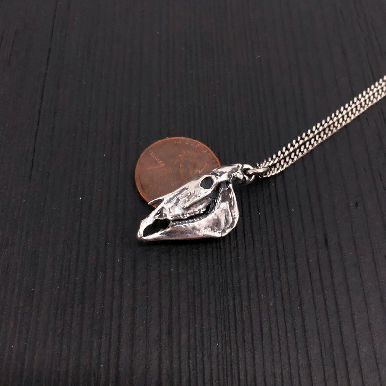 Horse Skull Charm Pendant Necklace - Solid Sterling Silver Equestrian image 6