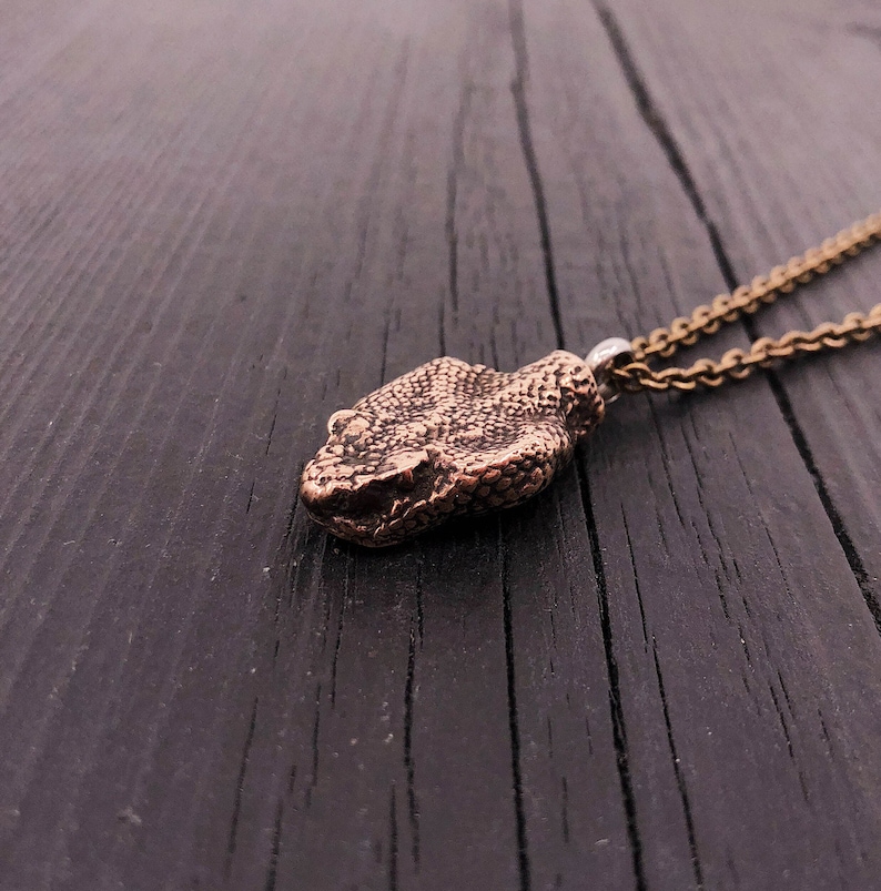 Rattlesnake Cremation Ashes Urn Pendant Necklace Solid Bronze Pet Urn Memorial Keepsake Memory Capsule Snake Head image 5