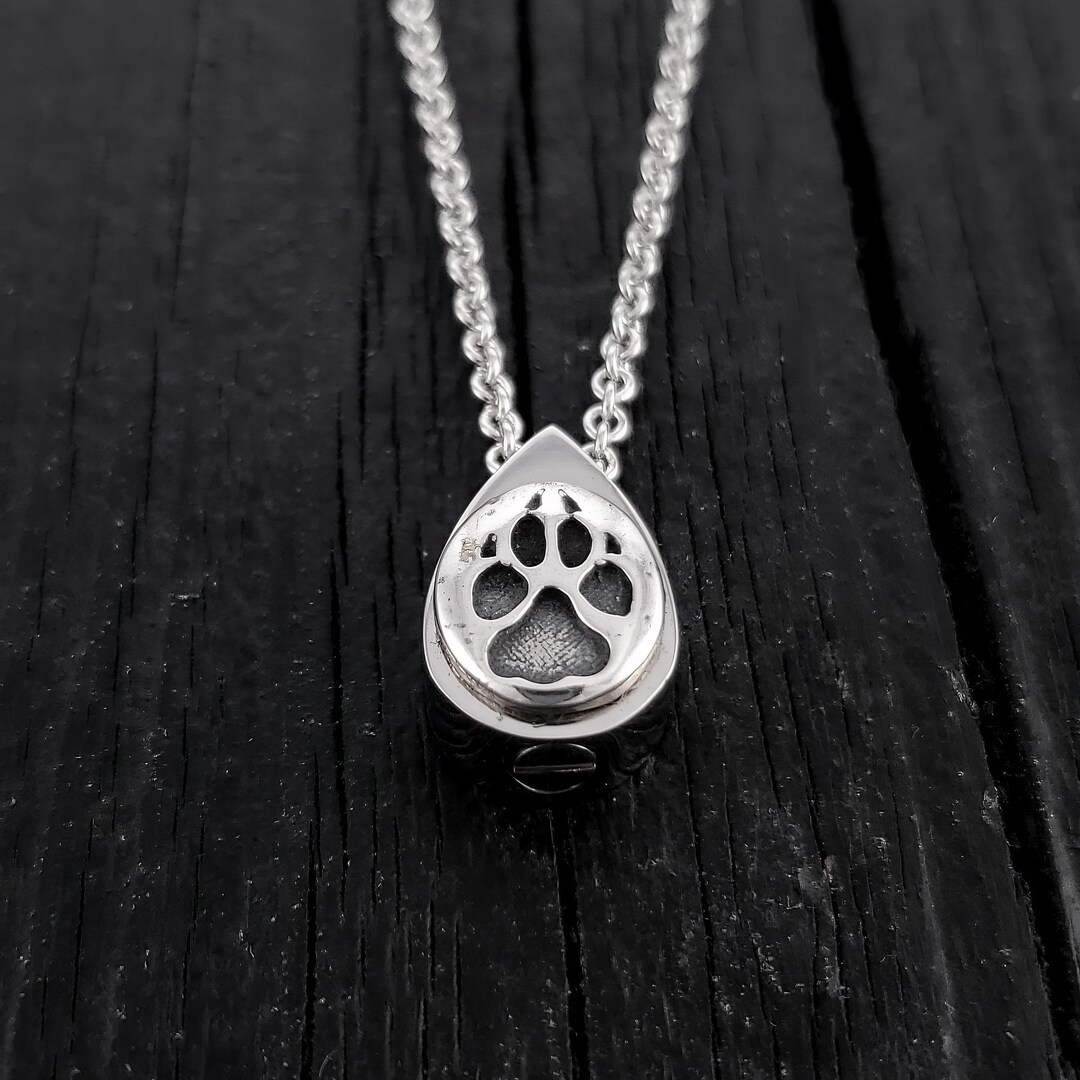 Sterling Silver Dog Paw Print Cremation Urn Necklace - Pet Memorial - Etsy