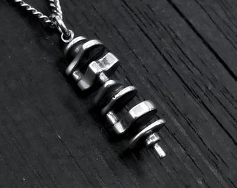 Sterling Silver Crankshaft Necklace: Automotive Mechanic