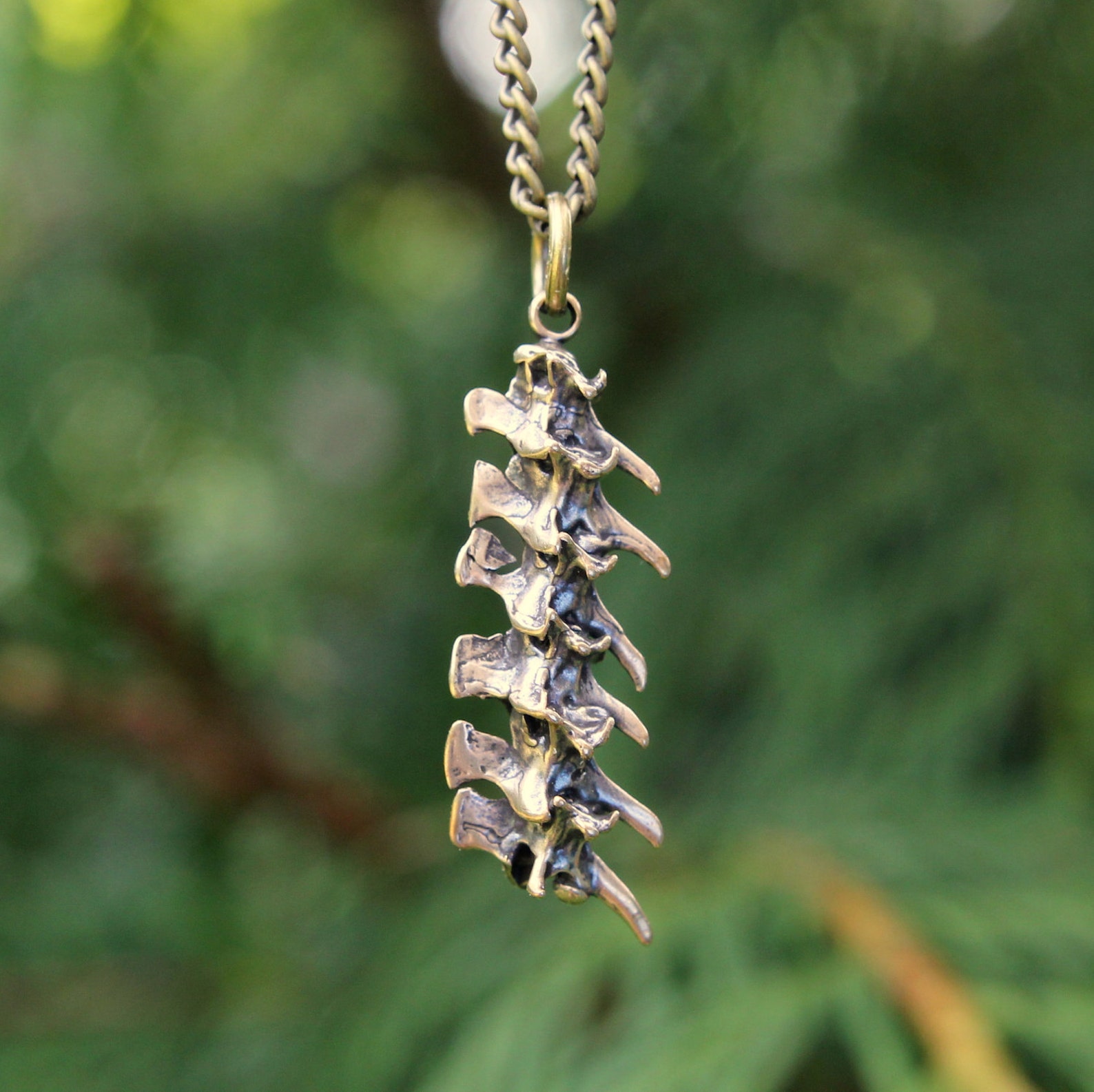 Snake Vertebrae Charm Pendant Necklace Solid Hand Cast Etsy
