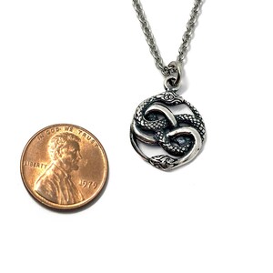 Collier avec pendentif Auryn Ouroboros Argent massif coulé 0,25 Nœud infini serpent serpent Cadeau unisexe image 6