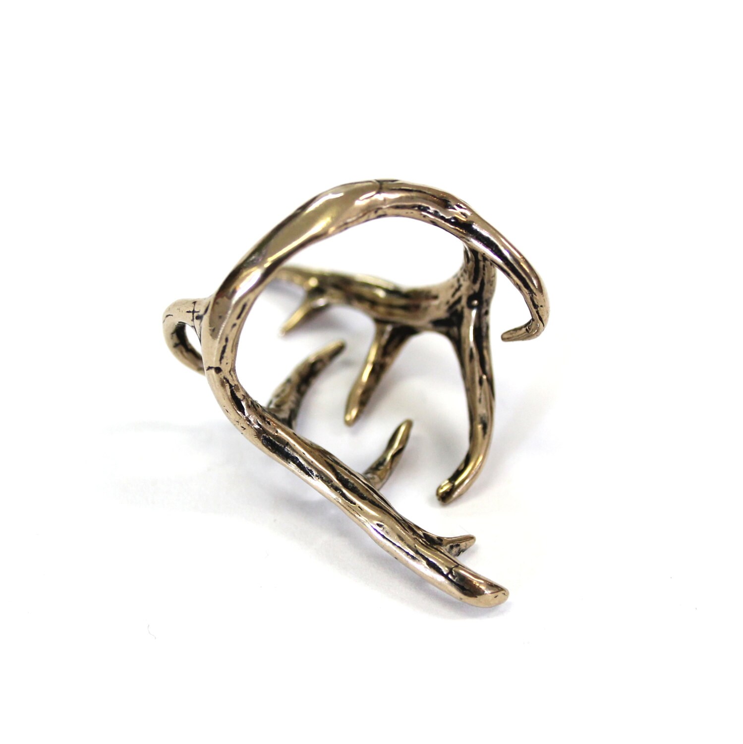 Elk Antler Ring Solid Bronze Elk Antler Ring Adjustable Elk Etsy UK