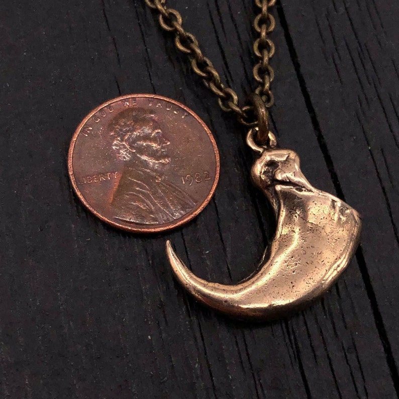 Mountain Lion Claw Charm Pendant Necklace Solid Hand Cast Jewelers Bronze Nature Inspired Cougar Panther Jewelry for Him or Her image 7