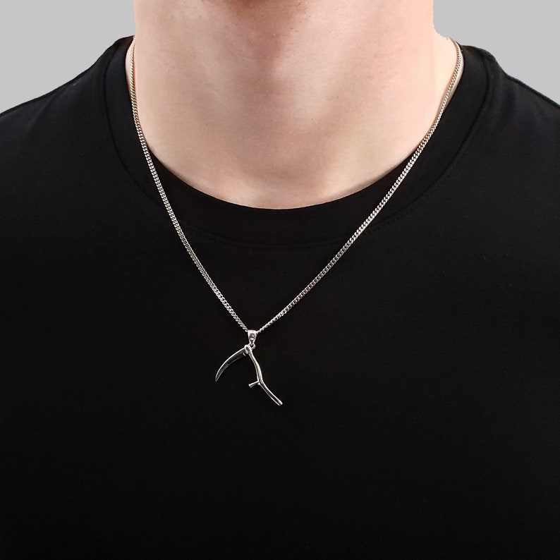 Grim Reaper Scythe Pendant Necklace in Solid 925 Sterling Silver Unisex Jewelry Gift Multiple Chain Lengths image 2