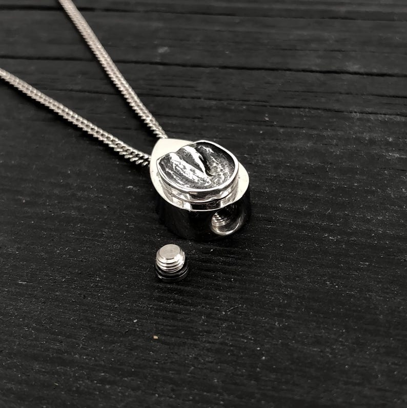 Sterling Silver Horse Hoof Cremation Urn Necklace - Personalized Equine Memorial image 3