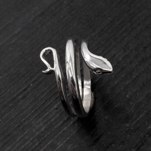 Colubrid Snake Wrap Ring Solid 925 Sterling Silver Sizes 5 to 10 Available Snake Jewelry Gift image 4