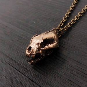 Bronzen ketting met schedel van een veelvraat - Realistische dierenhanger