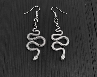 Garden Snake Earrings in Solid Sterling Silver Colubrid Snake