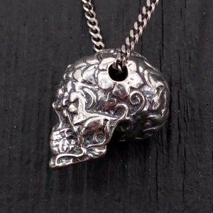 Sugar Skull Necklace Silver Sugar Skull Pendant Necklace Sugar Skull Jewelry image 2