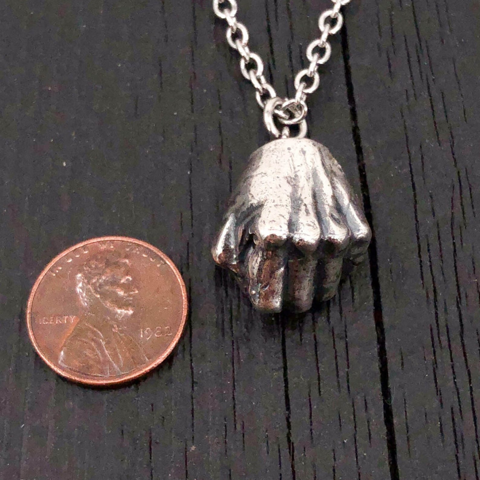 Fist Necklace Silver Fist Pendant Necklace A Mans Clenched Etsy