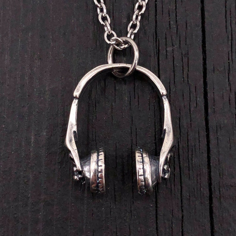 Silver Headphones Necklace Headphones Pendant Etsy