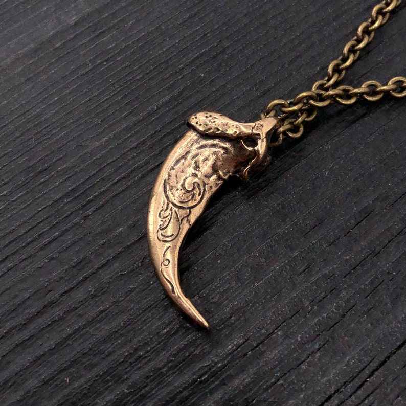 Engraved Bronze Wolf Claw Necklace Wolf Claw Pendant Necklace - Etsy