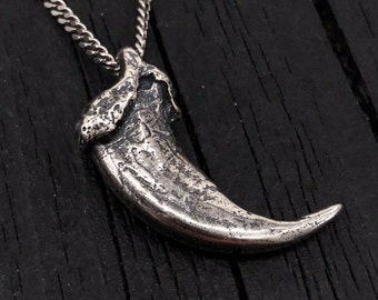 Wolf Claw Necklace Solid Sterling Silver Wolf Claw Pendant Necklace