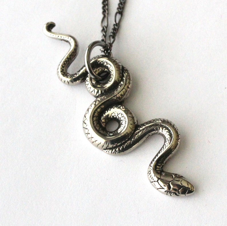 Hanging Snake Pendant Necklace, Snake 925 Silver Necklace, Snake Handmade Sterling Silver Necklace, Animal Lover Necklace, image 6