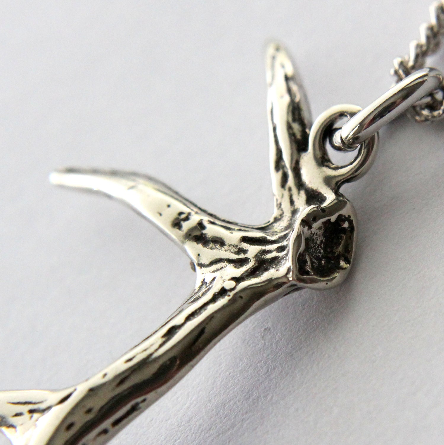 Elk Antler Necklace Silver Elk Antler Pendant Necklace Elk Etsy