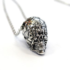 Sugar Skull Necklace Silver Sugar Skull Pendant Necklace Sugar Skull Jewelry image 3