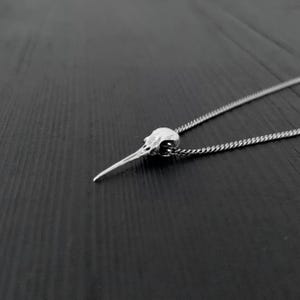 Sterling Silver Ruby-Throated Hummingbird Skull Charm Necklace