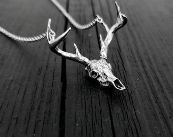 Whitetail Deer Skull Pendant Necklace