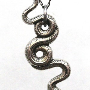 Hanging Snake Pendant Necklace, Snake 925 Silver Necklace, Snake Handmade Sterling Silver Necklace, Animal Lover Necklace, image 4