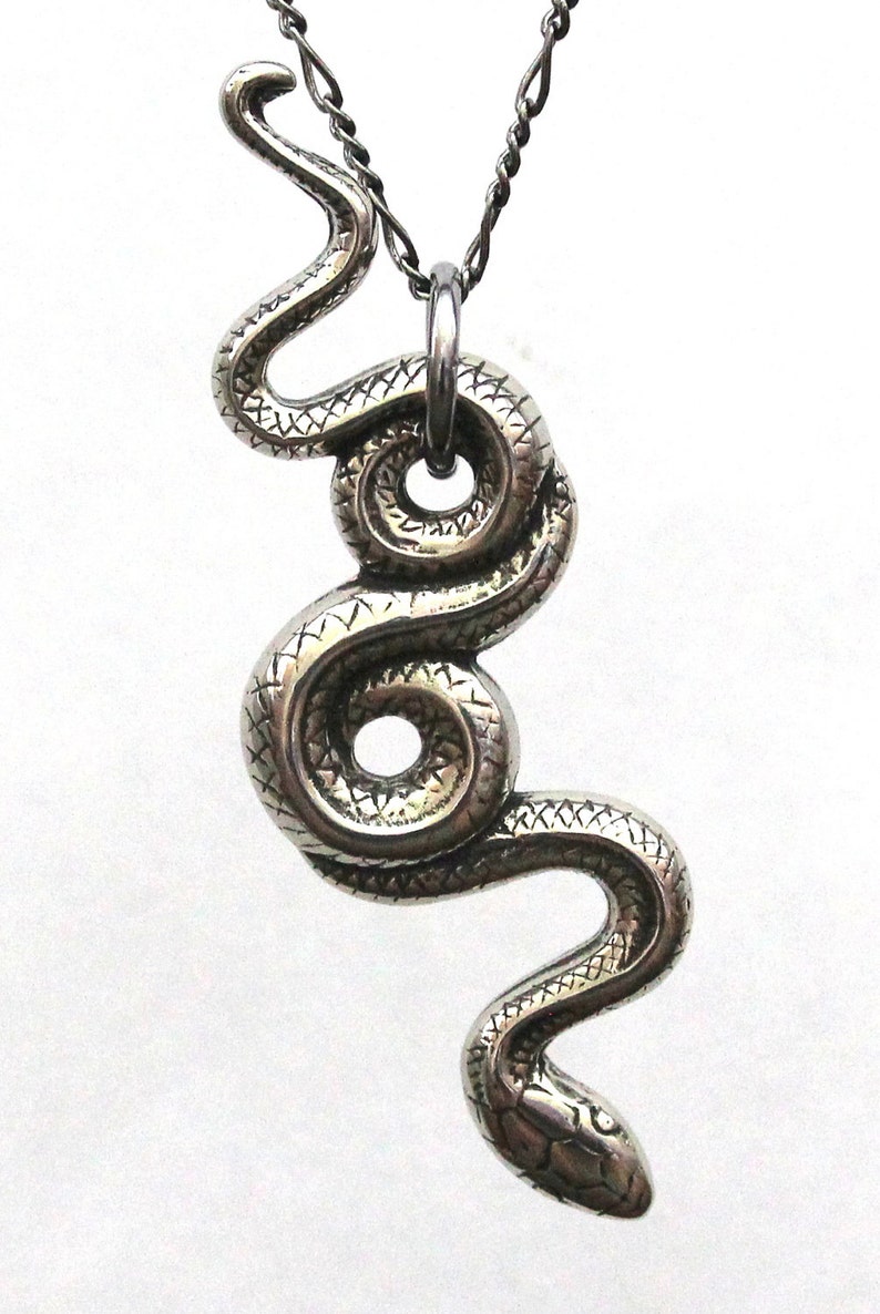 Hanging Snake Pendant Necklace, Snake 925 Silver Necklace, Snake Handmade Sterling Silver Necklace, Animal Lover Necklace, image 4