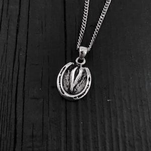 Sterling Silver Horse Hoof Pendant, Equestrian Dark Academia Charm, Oxidized Animal Necklace