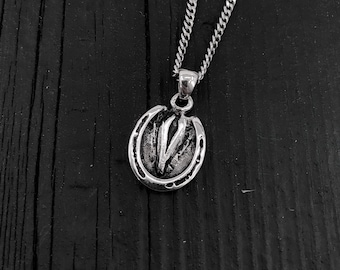 Sterling Silver Horse Hoof Pendant, Equestrian Dark Academia Charm, Oxidized Animal Necklace