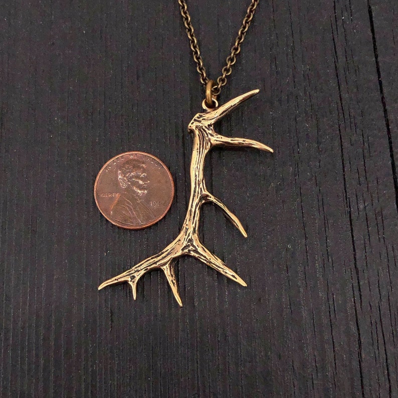 Elk Antler Necklace Bronze Elk Antler Jewelry Imperial Elk Etsy