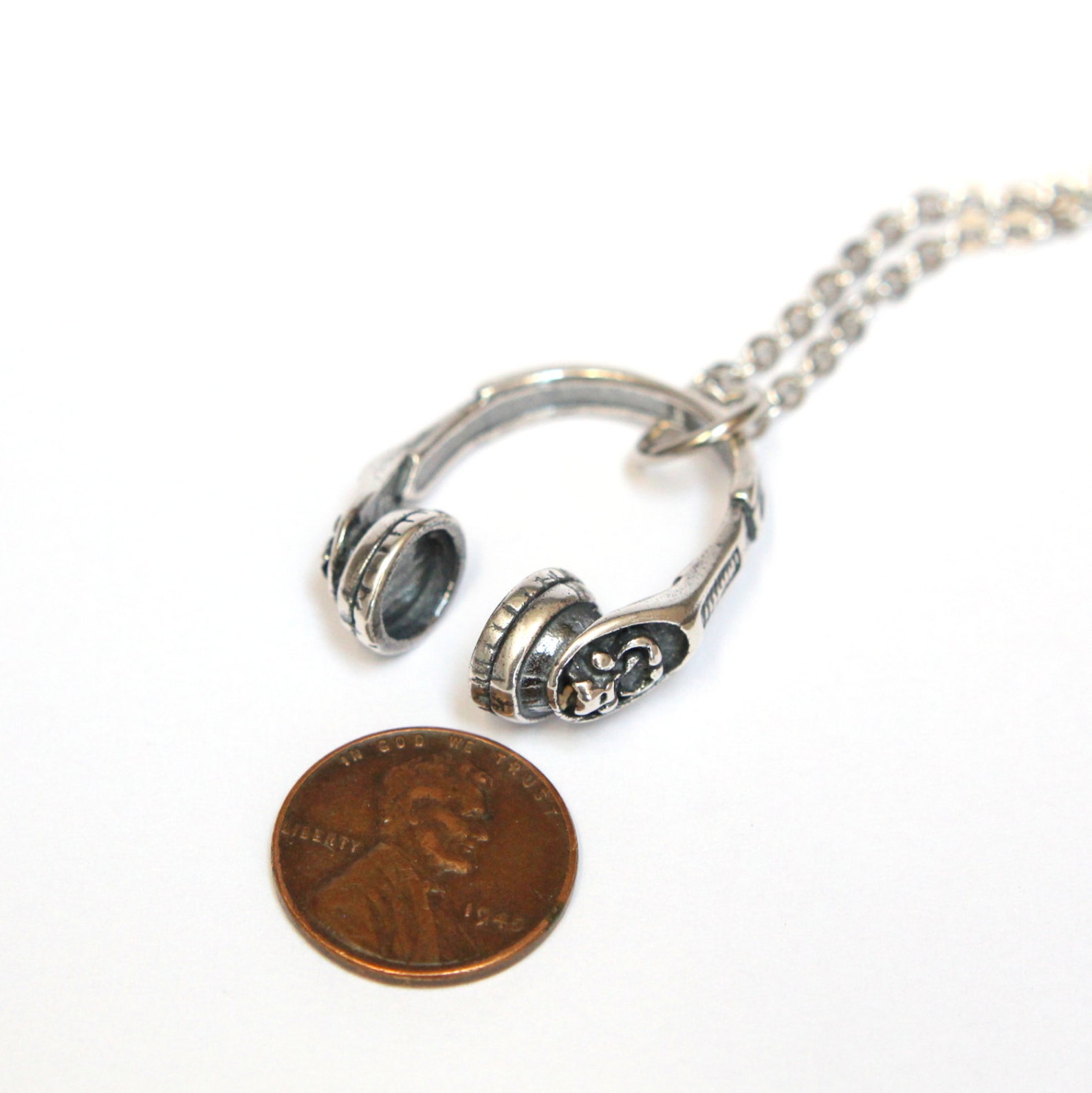 Silver Headphones Necklace Headphones Pendant Etsy