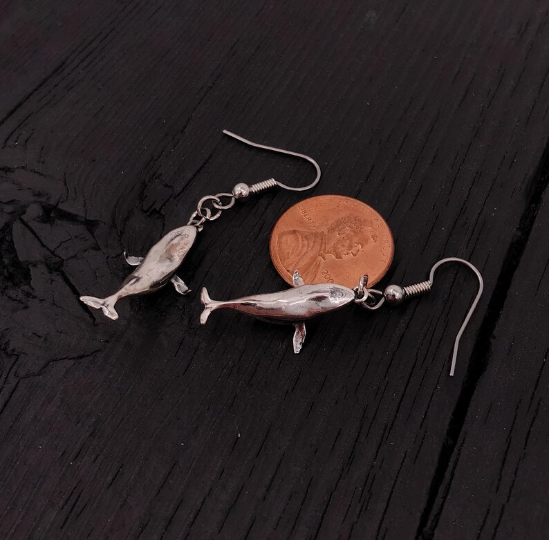 Handmade Sterling Silver Humpback Whale Earrings: Ocean Lover Gift image 3