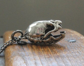 Vampire Bat Skull Necklace Silver Vampire Bat Skull Pendant Necklace Vampire Bat Skull Jewelry - Last One