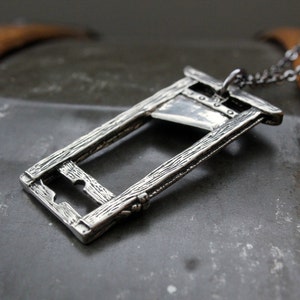 Guillotine Pendant Necklace Solid Hand Cast Sterling Silver Multiple Chain Lengths Available image 2