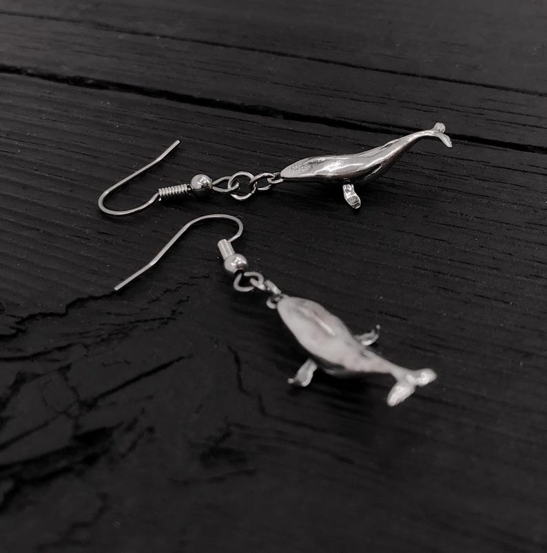 Handmade Sterling Silver Humpback Whale Earrings: Ocean Lover Gift image 5
