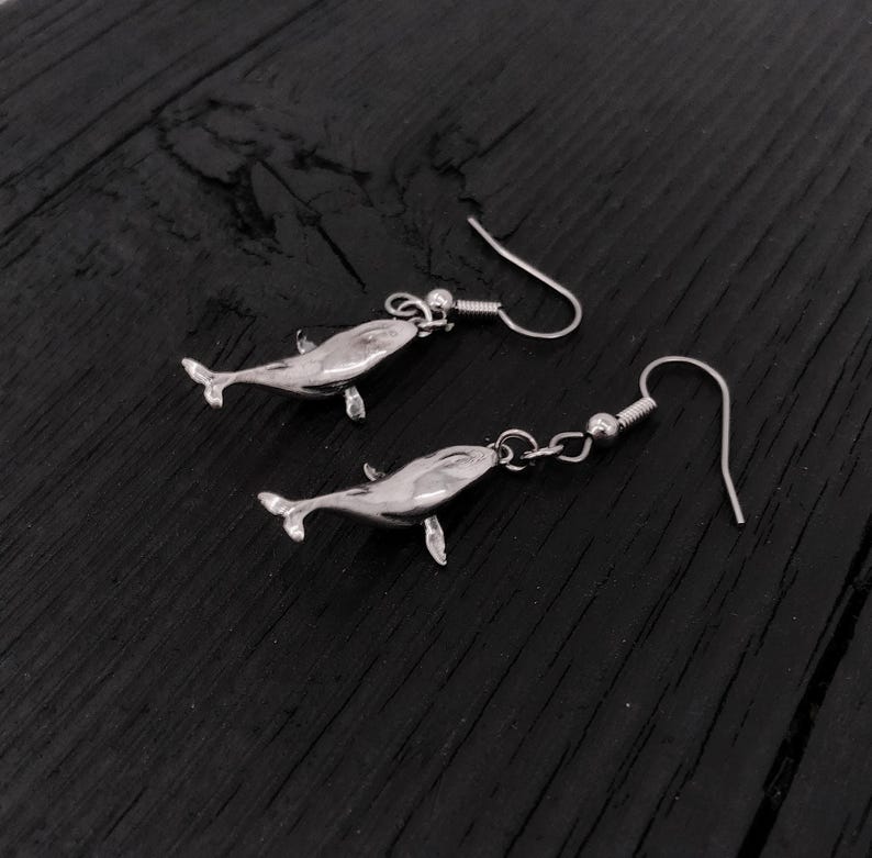 Handmade Sterling Silver Humpback Whale Earrings: Ocean Lover Gift image 4