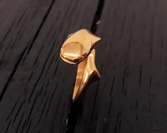 Gold Plated Whale Shark Ring | Adjustable Statement Ring for Ocean Lovers | Sea Life Gift