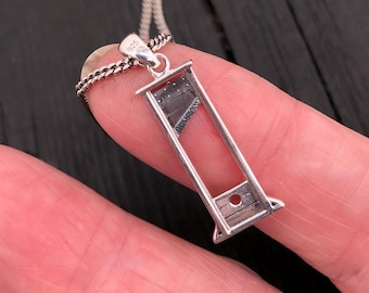 Guillotine Necklace in Sterling Silver, Gothic French Revolution Charm