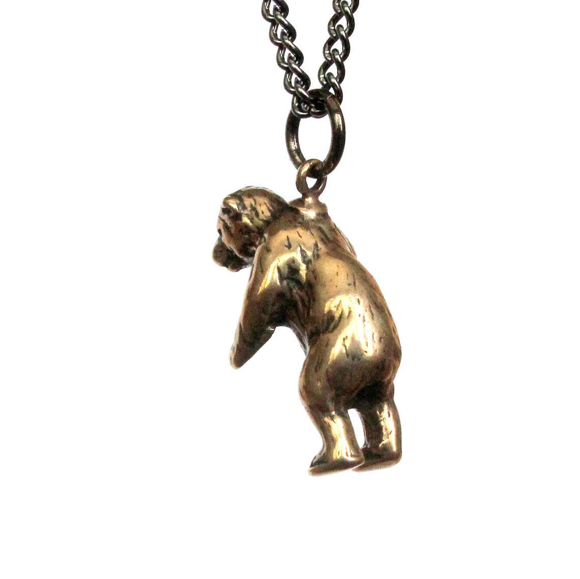 Bear Necklace in Solid Bronze Grizzly Bear Pendant Necklace Etsy