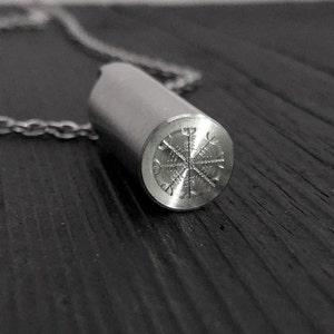 Viking Aegishjalmur Cremation Ash Urn Necklace - Solid Hypoallergenic Stainless Steel - Aegishjalmr Urn Personalized