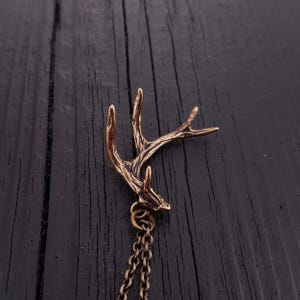 Deer Antler Pendant Necklace , Solid Hand Cast Bronze image 3
