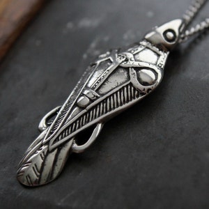 Solid .925 Sterling Silver Odin&#39;s Ravens Pendant Norse Mythology Inspired Jewelry Viking Raven Necklace
