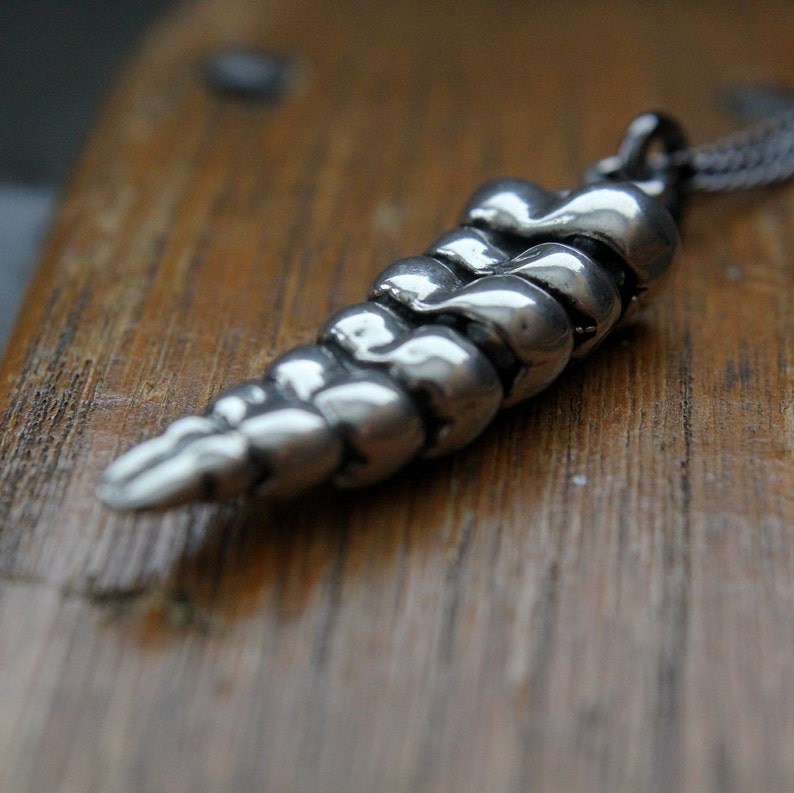 Rattlesnake Tail Necklace, Snake 925 Silver Handmade Necklace,Snake Silver Pendant Handmade, Animal Lover Necklace, Men Necklace image 4