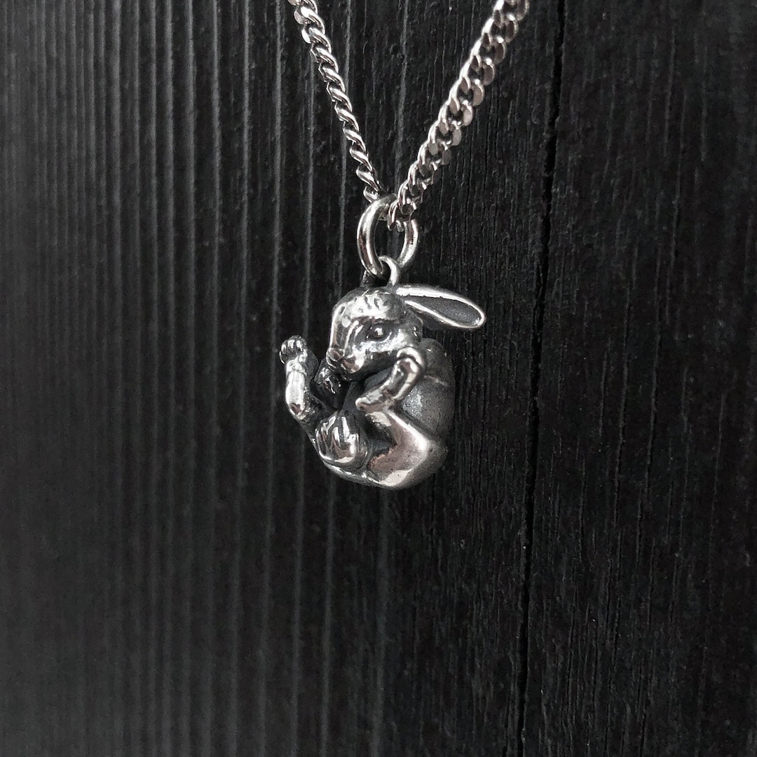 Sterling Silver Rabbit Necklace Easter Bunny Rabbit Pendant - Etsy