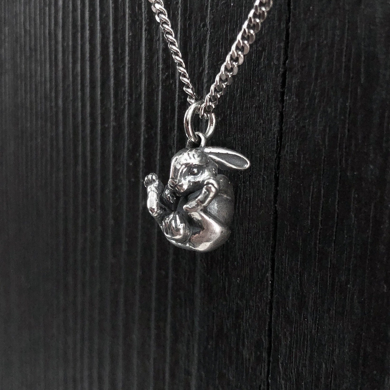 Sterling Silver Rabbit Necklace Easter Bunny Rabbit Pendant - Etsy