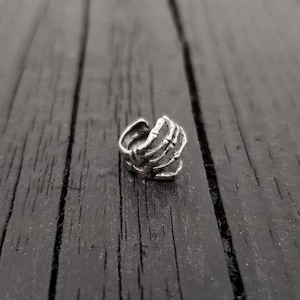Skeleton Hand Ear Cuff - Solid Hand Cast Sterling Silver